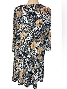 Lilly Pulitzer Black, White & Tan Floral Long-Sleeve Midi Dress